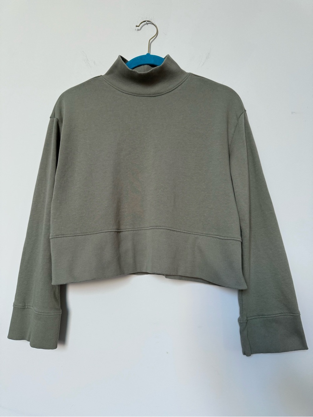 Sonoma Sage Green Cropped Mock Neck Boxy Sweatshirt